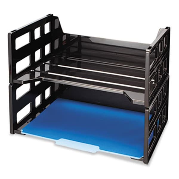 Teacher'S Aid Recycled High Rise Desk Tray; 13.25 x 9 x 10.25; Letter; Black; 2-PK TE619754 - main